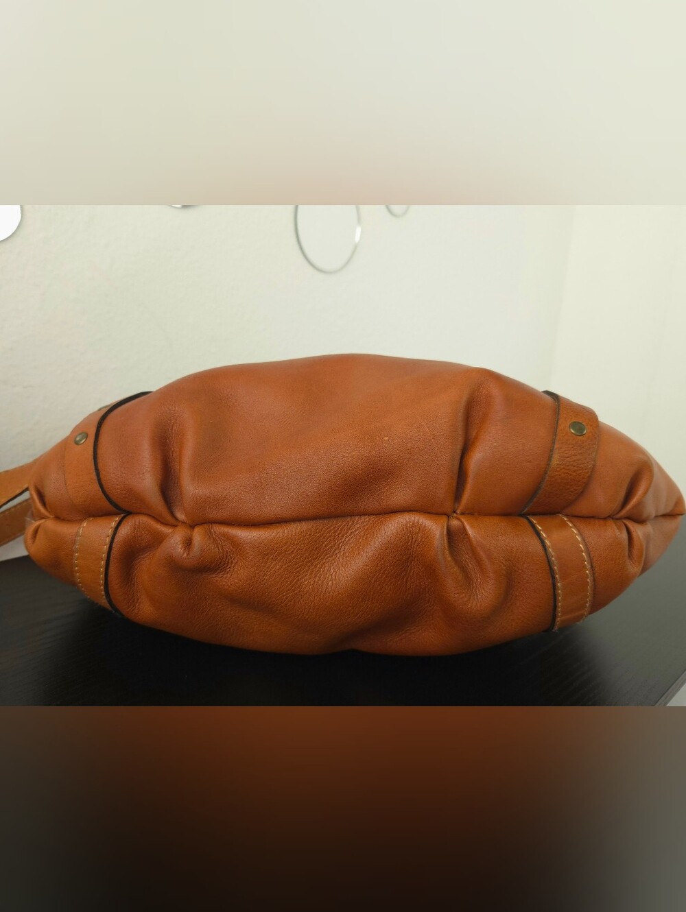 Patricia Nash Riano Tan Italian Leather Hobo Shoulder Bag Distressed Vintage - Picture 11 of 13